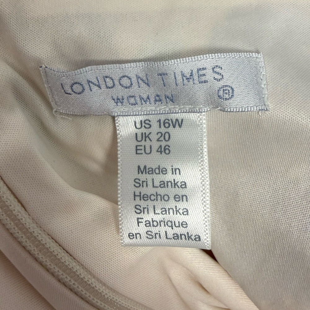 NWOT London Times Maxi Dress Plus 16W Cream & Blue Floral Butterfly Garden - Picture 12 of 14